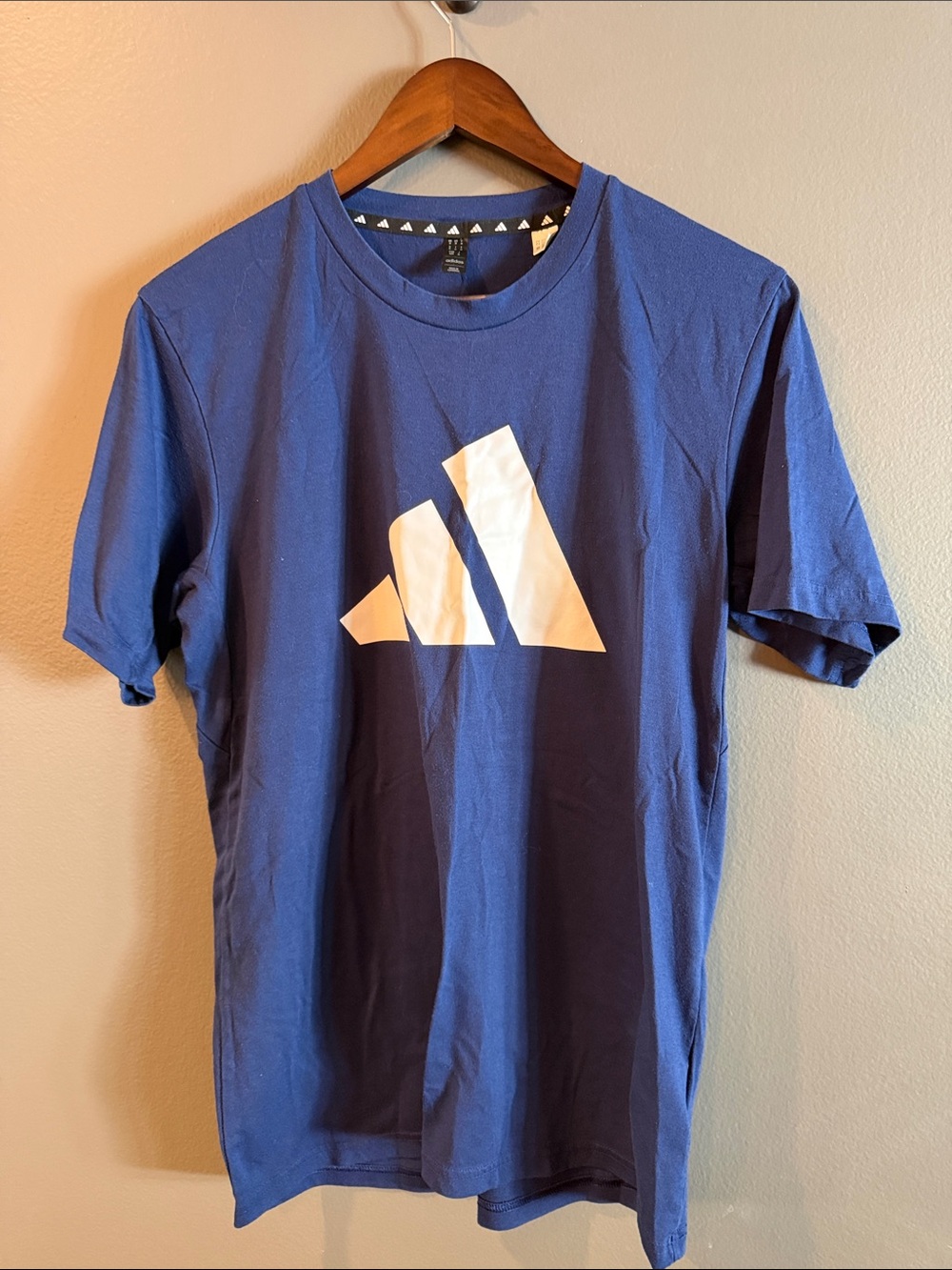 adidas Navy Short-Sleeve Tee with White Logo
